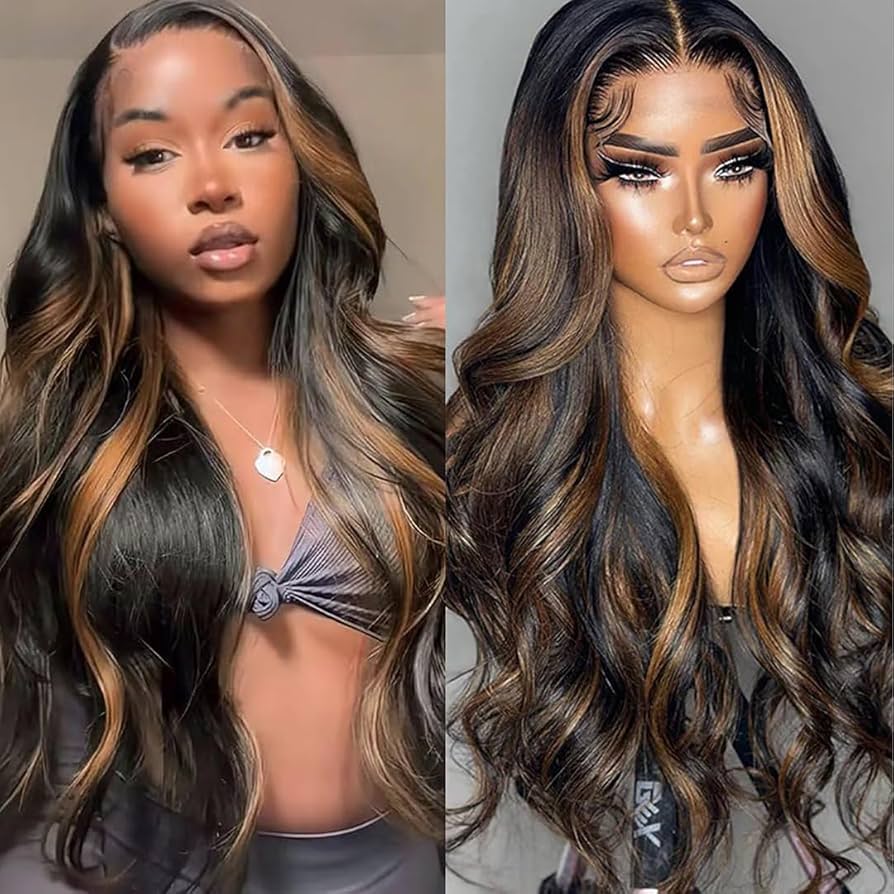 13x6 Ombre Lace Front Wig Human Hair 1B/30 Highlight Lace Front Wig 180% Density Body Wave HD Transparent Lace Frontal Wigs Human Hair Colored Balayage Wig for Black Women