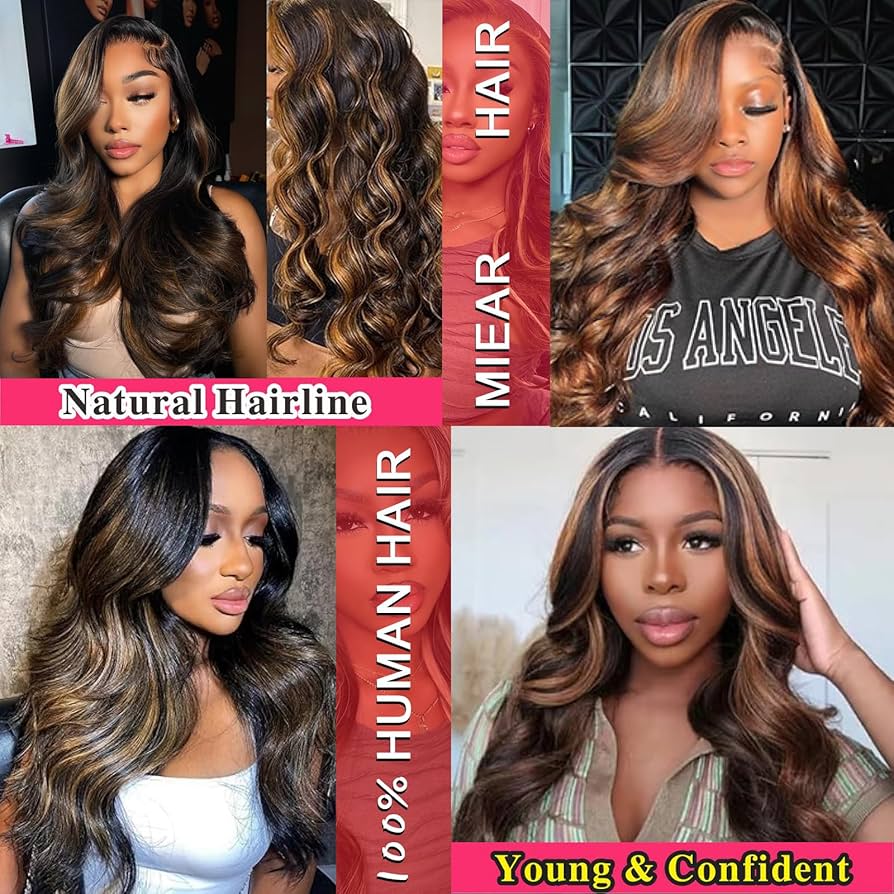 13x6 Ombre Lace Front Wig Human Hair 1B/30 Highlight Lace Front Wig 180% Density Body Wave HD Transparent Lace Frontal Wigs Human Hair Colored Balayage Wig for Black Women