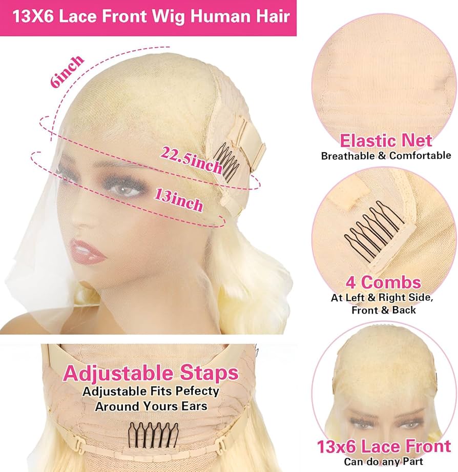 613 Lace Front Wig Human Hair 22-33 Inch Glueless Wigs Human Hair Pre Plucked 200 Density Body Wave Lace Front Wigs Human Hair 13x6 HD Lace Frontal