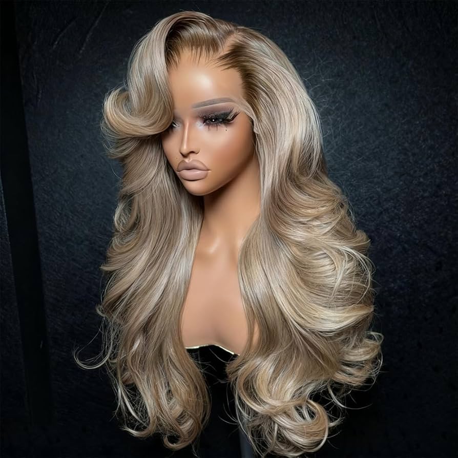 Abgese Ombre Ash Blonde Lace Front Wigs Human Hair Upgrade 200 Density Body Wave Lace Frontal Human Hair Wig 13x4 Glueless Mile Tea Blonde Colored Wig Pre Plucked for Women