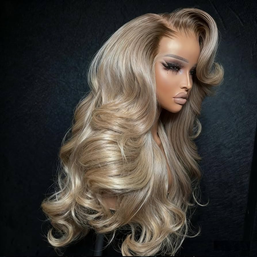 Abgese Ombre Ash Blonde Lace Front Wigs Human Hair Upgrade 200 Density Body Wave Lace Frontal Human Hair Wig 13x4 Glueless Mile Tea Blonde Colored Wig Pre Plucked for Women