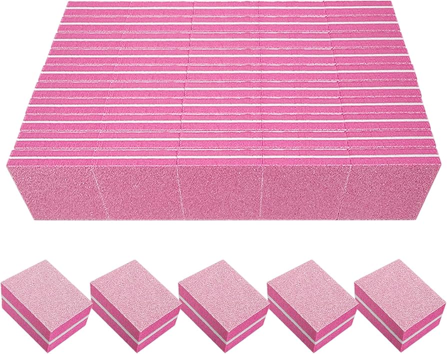 80/80 Grit Nail Buffers (50 Pack), Mini Nail Buffer Block Nail Files for Acrylic Nails and Natural Nails, Coarse Nail Buffer Blocks Bulk Buffing for Nail Buff Professional Manicure File Set Pink