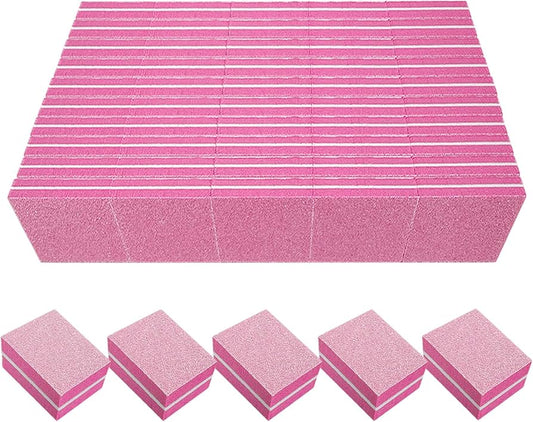 80/80 Grit Nail Buffers (50 Pack), Mini Nail Buffer Block Nail Files for Acrylic Nails and Natural Nails, Coarse Nail Buffer Blocks Bulk Buffing for Nail Buff Professional Manicure File Set Pink