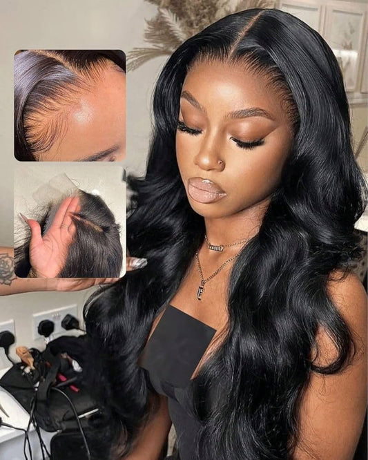 13x6 SKINLIKE Real HD Lace Frontal Wig, 180% Density Ultra-fitted 0.10mm Thin Invisible HD Lace Wig Pre-plucked Hairline Bleached Knots Virgin Human Hair Wigs Body Wave
