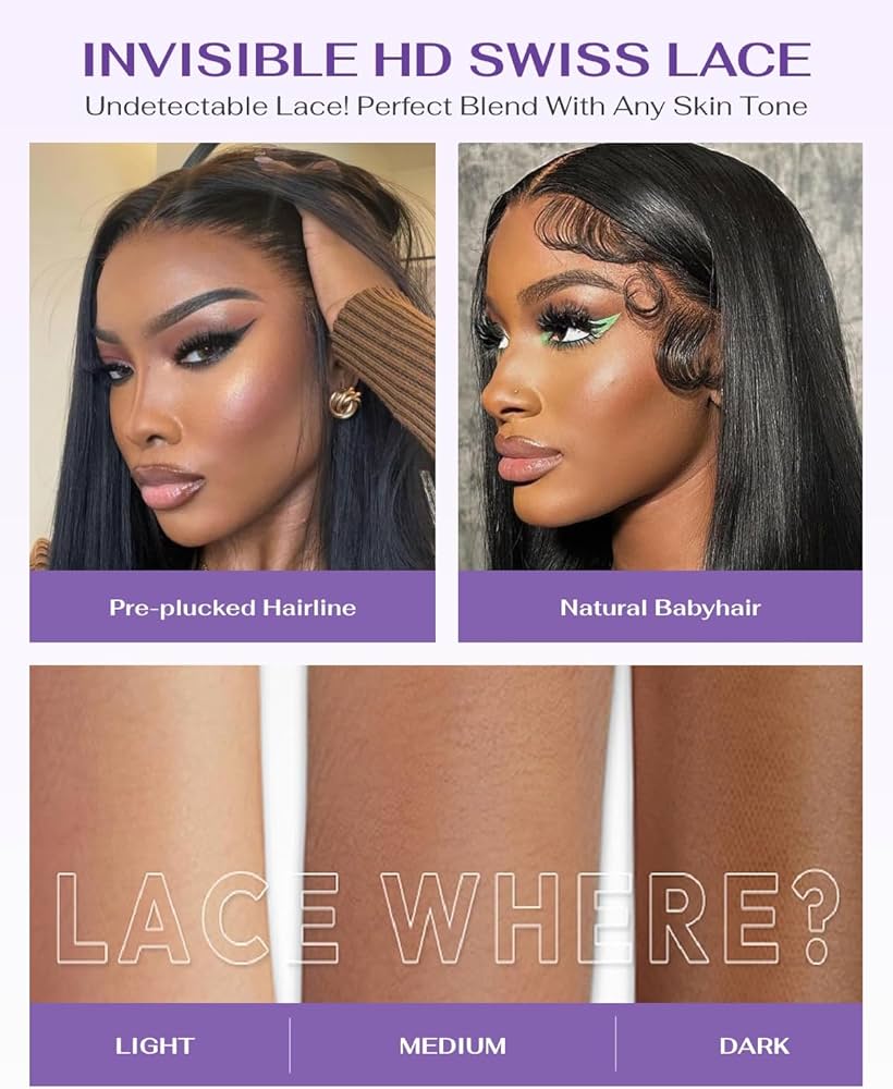 13x6 SKINLIKE Real HD Lace Frontal Wig, 180% Density Ultra-fitted 0.10mm Thin Invisible HD Lace Wig Pre-plucked Hairline Bleached Knots Virgin Human Hair Wigs Body Wave