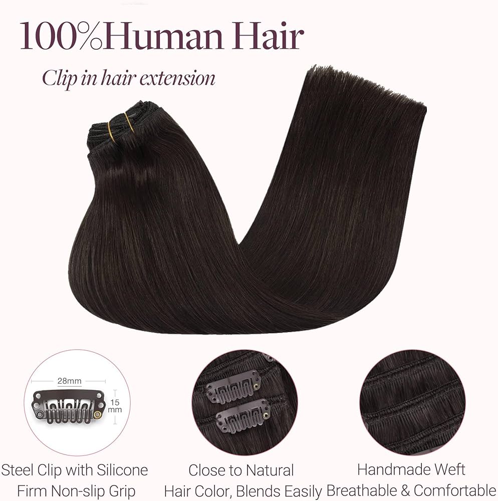 Clip in Hair Extensions Real Human Hair, Remy Human Hair Extensions Clip ins for Women, Natural Human Hair