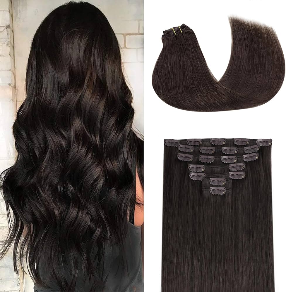 Clip in Hair Extensions Real Human Hair, Remy Human Hair Extensions Clip ins for Women, Natural Human Hair