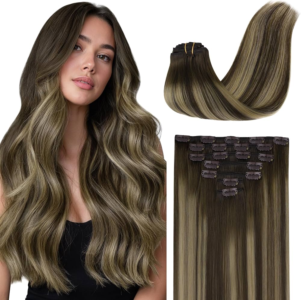 Clip in Hair Extensions Real Human Hair, Remy Human Hair Extensions Clip ins for Women, Natural Human Hair