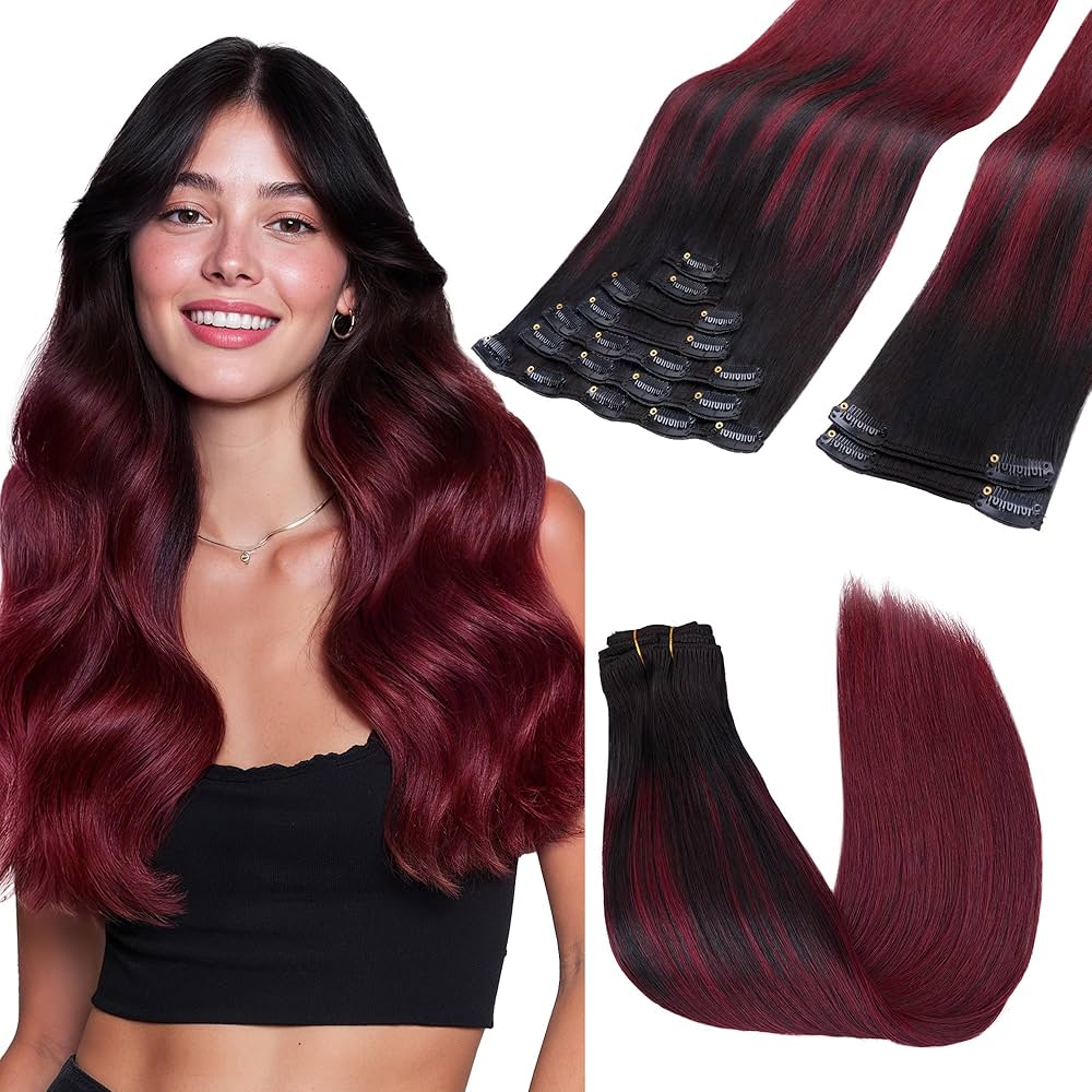 Clip in Hair Extensions Real Human Hair, Remy Human Hair Extensions Clip ins for Women, Natural Human Hair