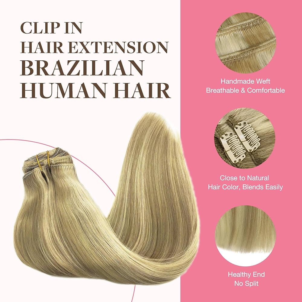 Clip in Hair Extensions Real Human Hair, Remy Human Hair Extensions Clip ins for Women, Natural Human Hair