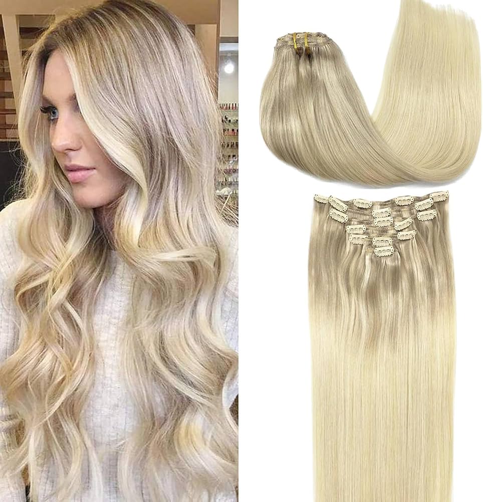 Clip in Hair Extensions Real Human Hair, Remy Human Hair Extensions Clip ins for Women, Natural Human Hair