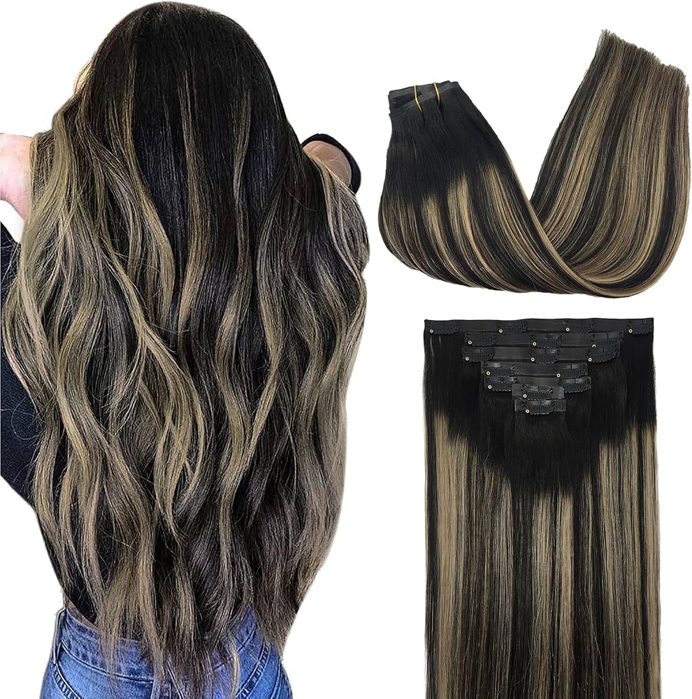Clip in Hair Extensions Real Human Hair, Remy Human Hair Extensions Clip ins for Women, Natural Human Hair