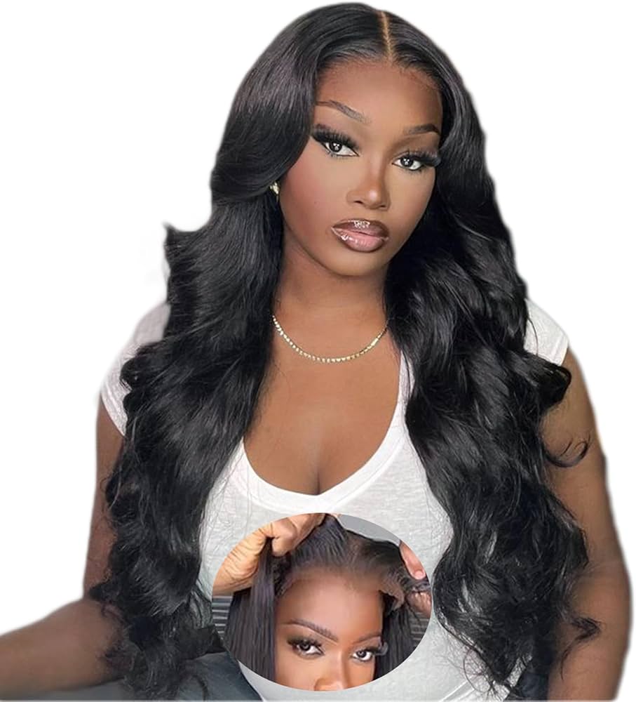 5x5 Glueless Wigs Human Hair Pre Plucked Pre Cut 24 Inch Body Wave Lace Front Wigs Human Hair 180% Put on And Go Glueless Wig For Black Women