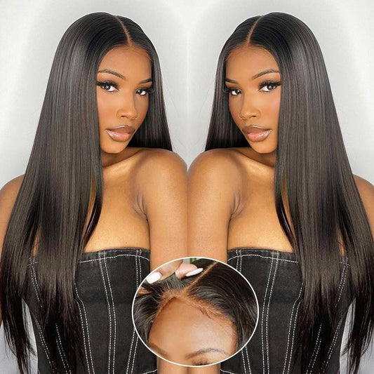 Wear and Go Glueless Wigs Human Hair Pre Plucked Pre Cut 6x4 Straight Lace Front Wigs Human Hair Wigs for Women No Glue Hd Lace Front Closure Ready to Wear Wigs 180% Density
