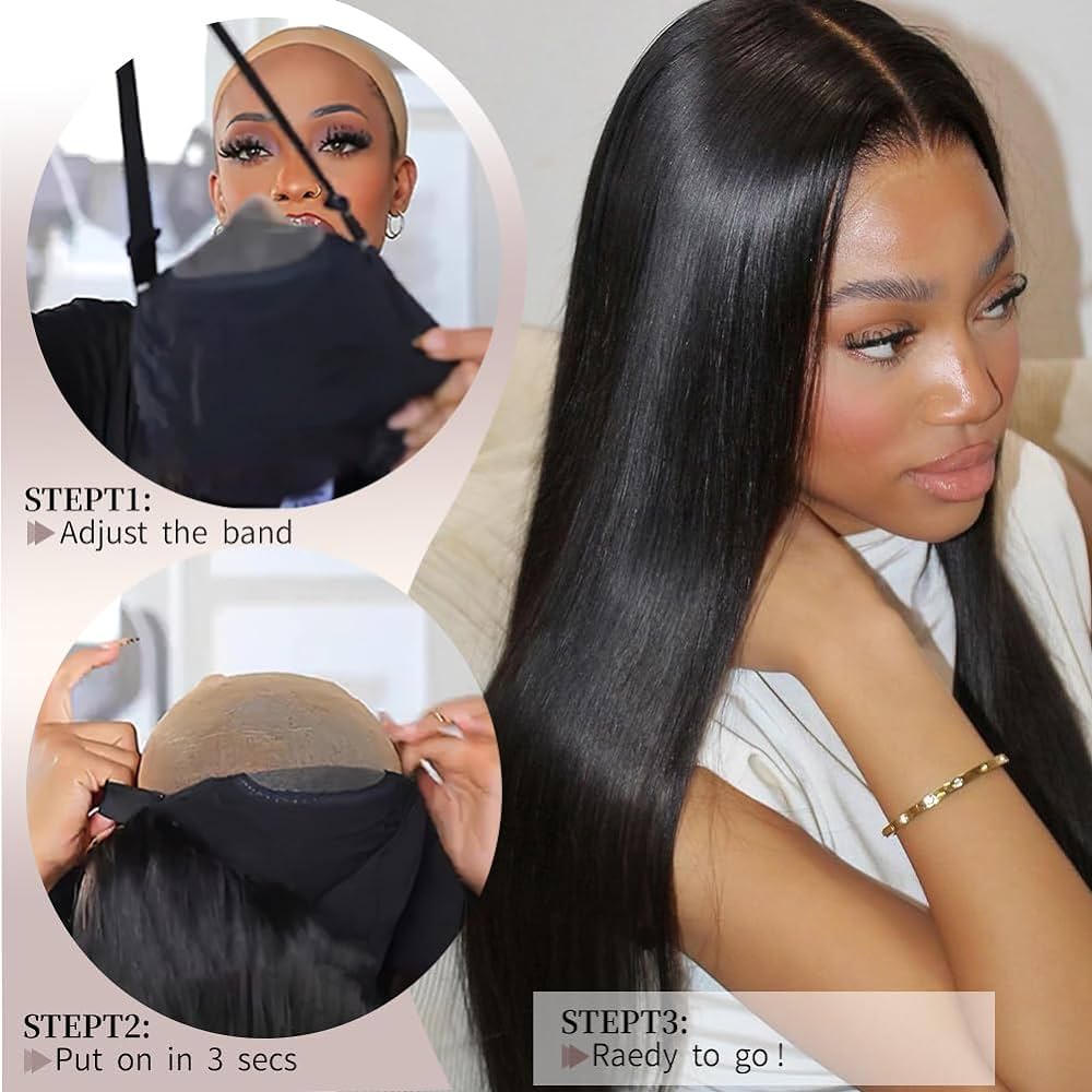 Wear and Go Glueless Wigs Human Hair Pre Plucked Pre Cut 6x4 Straight Lace Front Wigs Human Hair Wigs for Women No Glue Hd Lace Front Closure Ready to Wear Wigs 180% Density