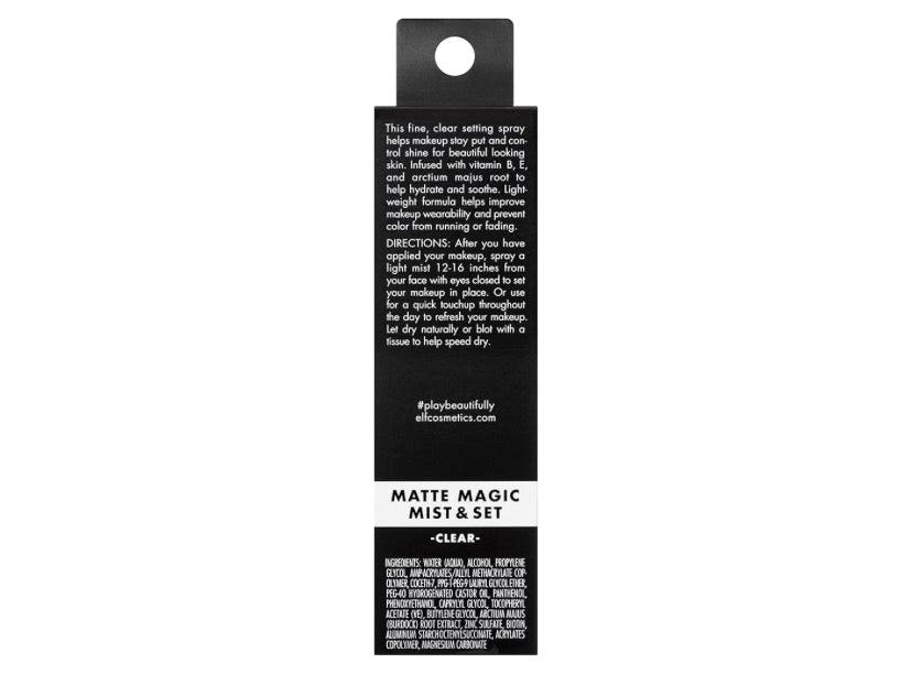 e.l.f. Matte Magic Mist & Set - Small, Lightweight, Long Lasting, Mattifying, Revitalizes, Controls Shine, Refreshes, Hydrates, All-Day Wear, 2.0 Fl Oz