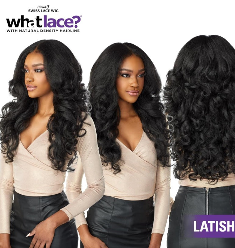 Sensationnel What Lace 13X6 Wigs - Latisha Lacefrontal Hand Tied Glueless Synthetic With Natural Density Preplucked Hairline (Off Black 1B)