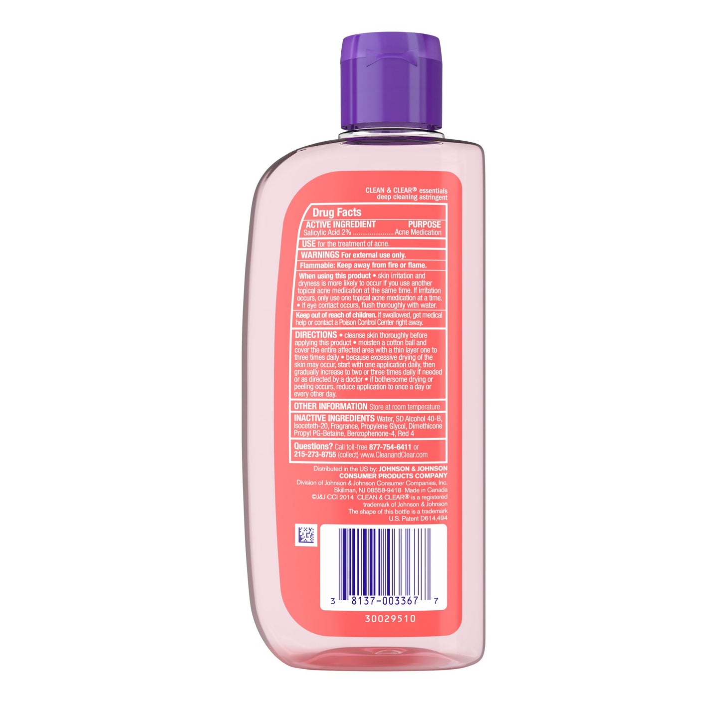Clean & Clear Acne Fighting Salicylic Acid Acne Medicine Facial Astringent for All Skin Types, 8 fl oz