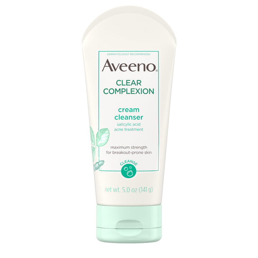 Aveeno Clear Complexion Cream Salicylic Acid, for Oily Skin, Oil-Free, 5 fl oz