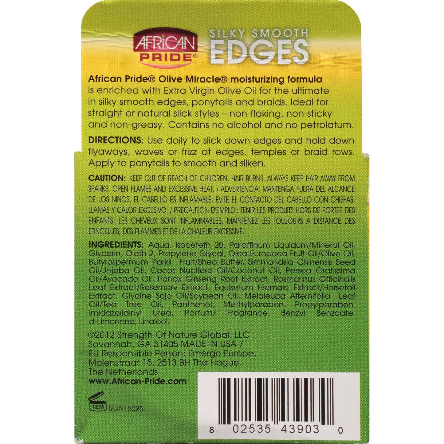 African Pride Olive Miracle Super Hold and Smooth Edges - For Wavy, Curly, Coily, Relaxed, Locs & Protective Styles. Contains Olive & Coconut Oil, 2.25 Oz.