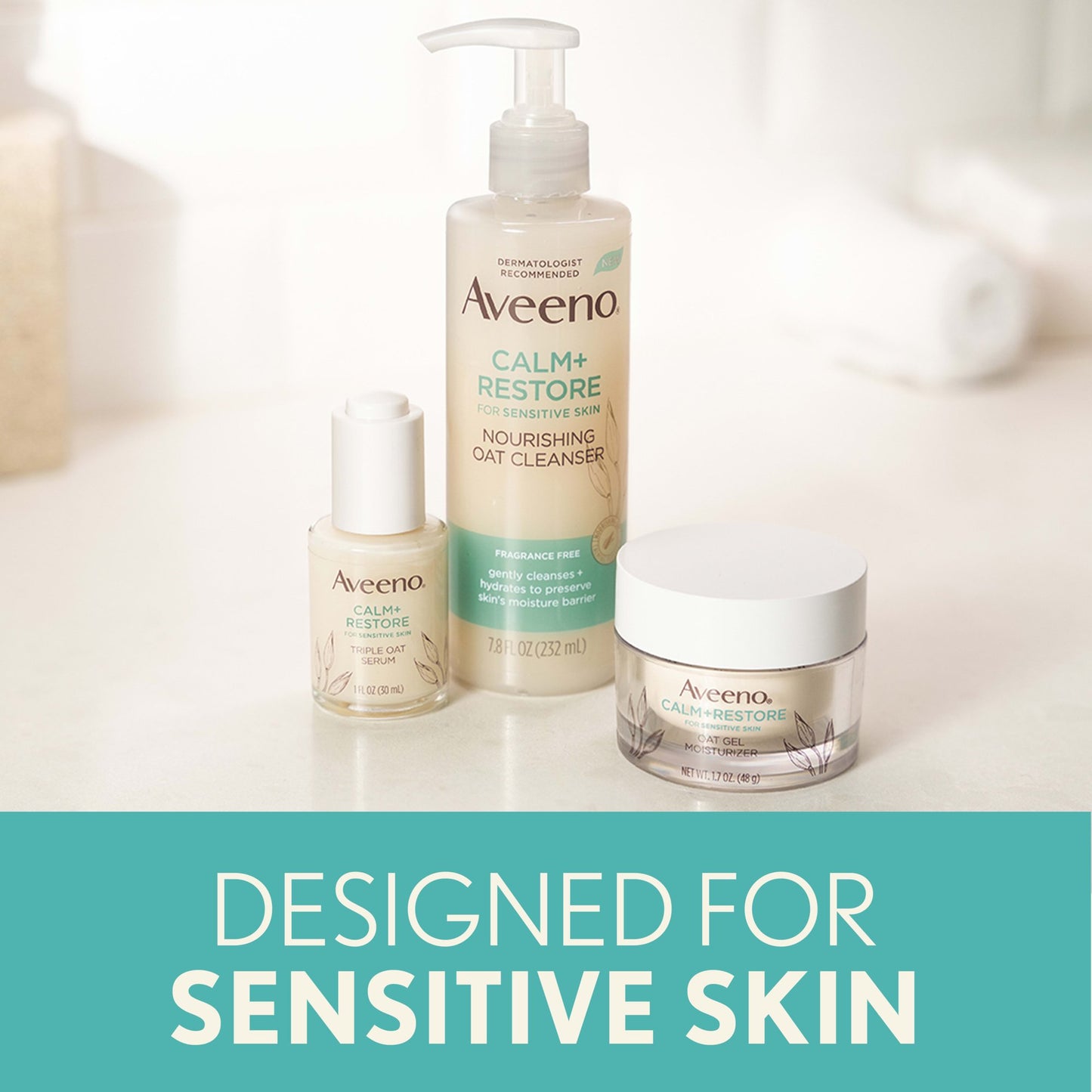 Aveeno Calm + Restore Liquid Cleanser Gel, Sensitive Skin, Soothing, 8 oz