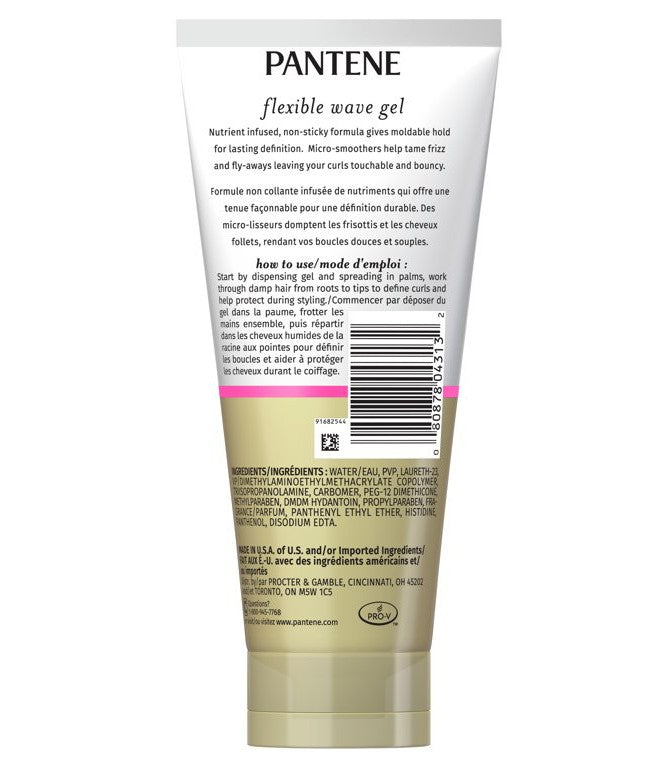 Pantene Flexible Wave Gel for Curly Hair, Non-Sticky Formula, 6.8 oz