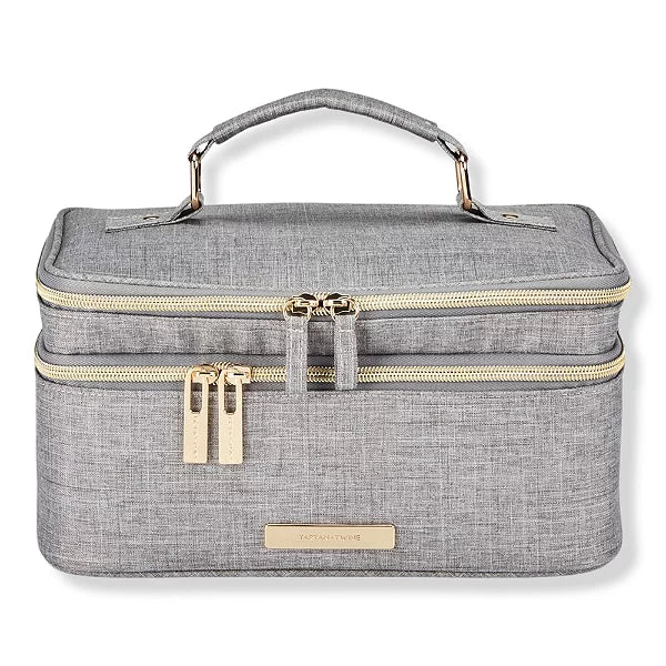 Tartan + Twine  Professionista Gray Train Case With Adjustable Dividers
