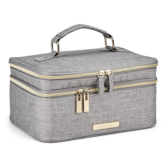 Tartan + Twine  Professionista Gray Train Case With Adjustable Dividers