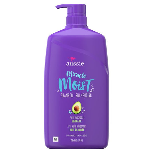 Aussie Miracle Moist Shampoo with Avocado, Paraben Free, 26.2 Fl Oz