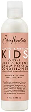 SheaMoisture Kids Shampoo, Detangler and Cream For Moisture and Shine Coconut and Hibiscus Sulfate Free Kids Shampoo and Conditioner, 3.0 Count