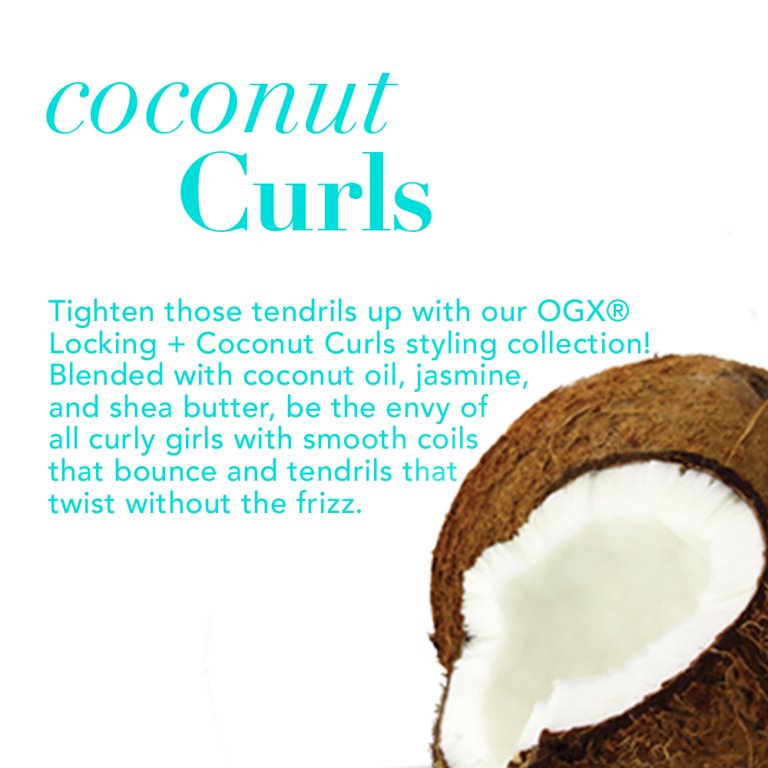 OGX Quenching + Coconut Curls Curl-Defining Conditioner, Nourishing Curly Hair Conditioner with Coconut Oil, Citrus Oil & Honey, Paraben-Free with Sulfate-Free Surfactants, 13 fl.oz