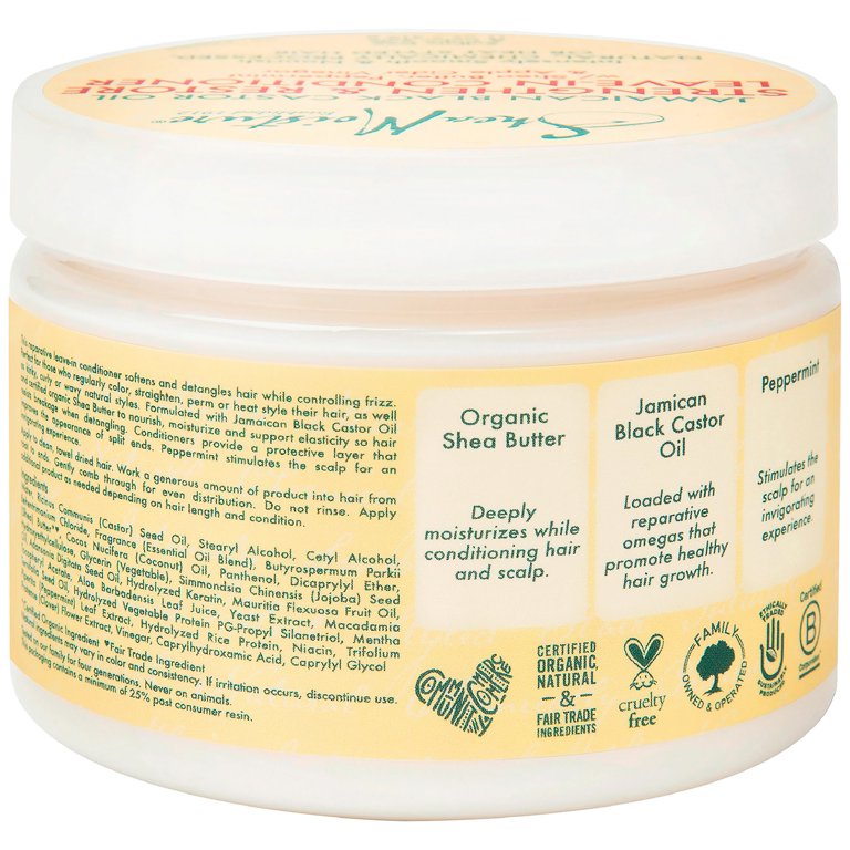 SheaMoisture Jamaican Black Castor Oil Moisturizing Detangling Deep Conditioner for Over-Processed, Damaged Hair, Unscented, 11 oz