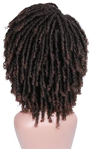 HANNE Dreadlock Wig Short Twist Wigs for Black Women and Men Afro Curly Synthetic Wig