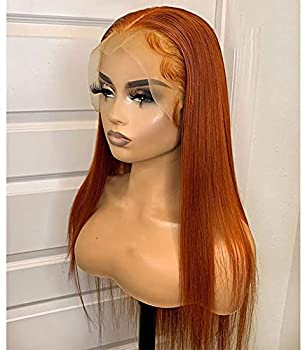 Glowmorous Ginger Orange Long Straight Lace Front Wigs Human Hair 13x6 T Part Lace Frontal Wig Pre Plucked With Baby Hair Brazilian Remy Hair For Black Women