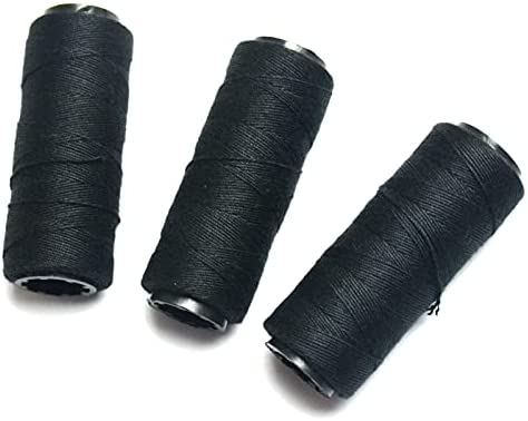 BLUPLE Professional Weaving Threads 3 Rolls for Making Wig Hand Sewing Hair Weft Hair Weave Extension DIY (3 pcs, Black)