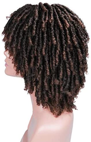 HANNE Dreadlock Wig Short Twist Wigs for Black Women and Men Afro Curly Synthetic Wig