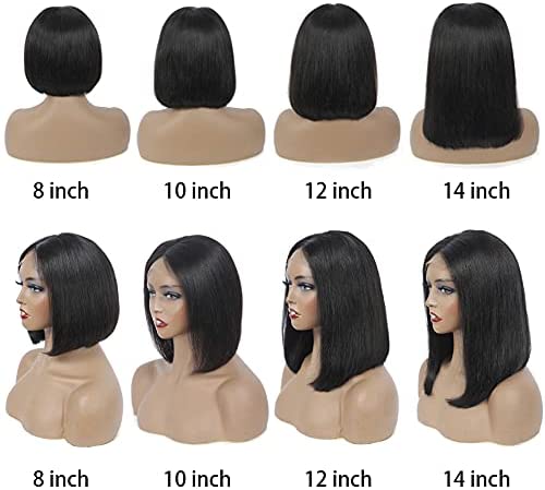 Short Straight Bob Lace Front Wigs Human Hair With Baby Hair 13x4 Brazilian Straight Virgin Human Hair Lace Front Wigs for Black Women Pre Plucked 150% Density