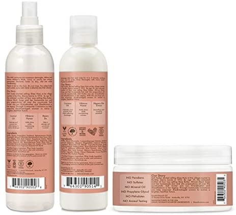 SheaMoisture Kids Shampoo, Detangler and Cream For Moisture and Shine Coconut and Hibiscus Sulfate Free Kids Shampoo and Conditioner, 3.0 Count