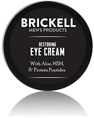 Brickell Men's Restoring Eye Cream for Men, Natural and Organic Anti Aging Eye Balm To Reduce Puffiness, Wrinkles, Dark Circles, Crows Feet and Under Eye Bags, .5 Ounce, Unscented