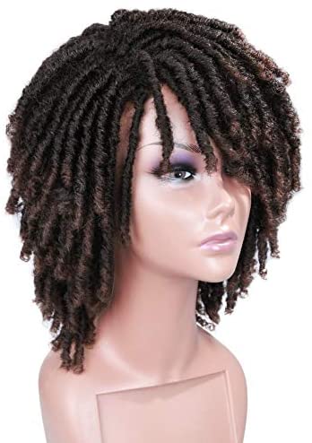 HANNE Dreadlock Wig Short Twist Wigs for Black Women and Men Afro Curly Synthetic Wig