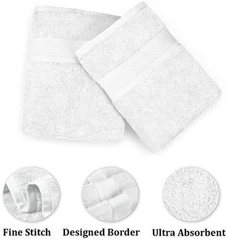 TRIDENT Soft and Plush, 100% Cotton, Highly Absorbent, Bathroom Towels, Super Soft, 6 Piece Towel Set (2 Bath Towels, 2 Hand Towels, 2 Washcloths), 500 GSM