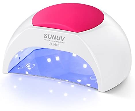 Gel UV Nail Lamp, SUNUV 48W UV LED Nail Dryer Light for Gel Nails Polish Manicure Professional Salon Curing Lamp with 4 Timer Setting Sensor SUN2C(one pink pad)