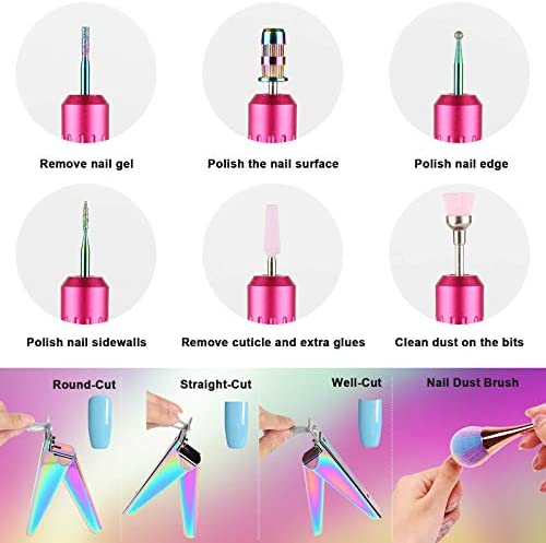 Electric Nail Drill Machine Kit, Lavinda Aurora Portable Upgraded USB Efile Set For Acrylic Gel Nails, 20000RPM with Diamond Drill Bits Nail Clipper and Brush, Home Salon Use