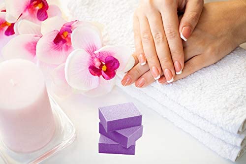 PrettyClaw | 40pc Mini Disposable Nail Buffer Blocks 80/80 White Grit Purple Buffing Sanding Nail File 2 Sided