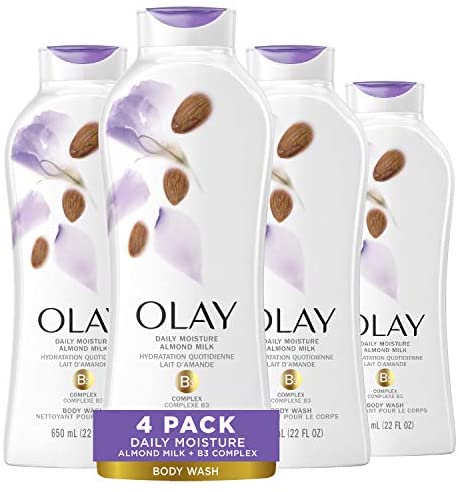 Body Wash for Women by Olay, Daily Moisture with Almond Milk Body Wash, 22 oz, (4 Count)