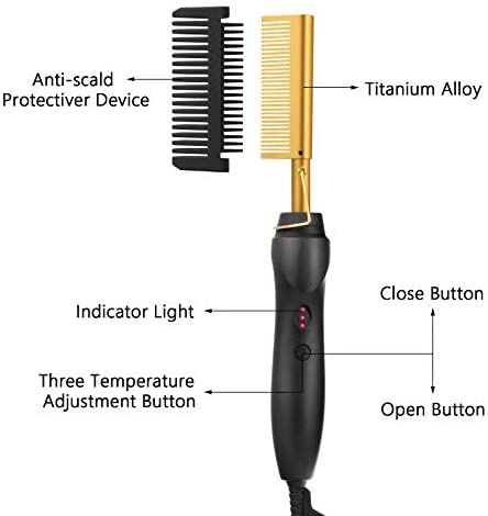 Hot Hair Straightener Brush, TONYKEY Multifunctional Copper Hair Straightener Brush for Men Woman Electric Heating Comb, Portable Travel Anti-Scald Beard Hair Straightener Comb