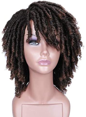 HANNE Dreadlock Wig Short Twist Wigs for Black Women and Men Afro Curly Synthetic Wig