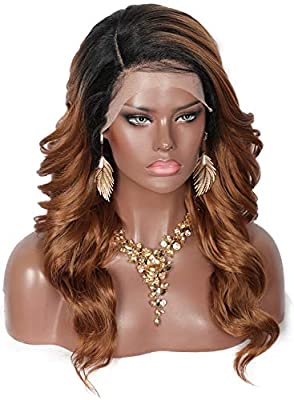Kalyss 21" Swiss Lace Front Wigs with Baby Hair for Women Side Parted Long Curly Wavy Heat Resistant Japan-made Synthetic 5” Deep Lace Part Ombre Burgundy Red Wigs