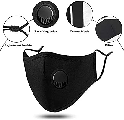 4pcs Reusable and Breathable Face Bandanas with Breathing Valve & 20pcs Activated Carbon Filters (4pcs+20filters)