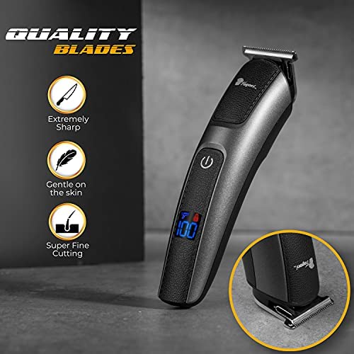 Extremely Fine Cutting 5 in 1 Beard Trimmer for Men, Hair Trimmer Gentle with Skin, Total Waterproof Professional Hair Trimmer with Turbo Speed Motor, Quick Charge, Powerful Battery & Durable Blades